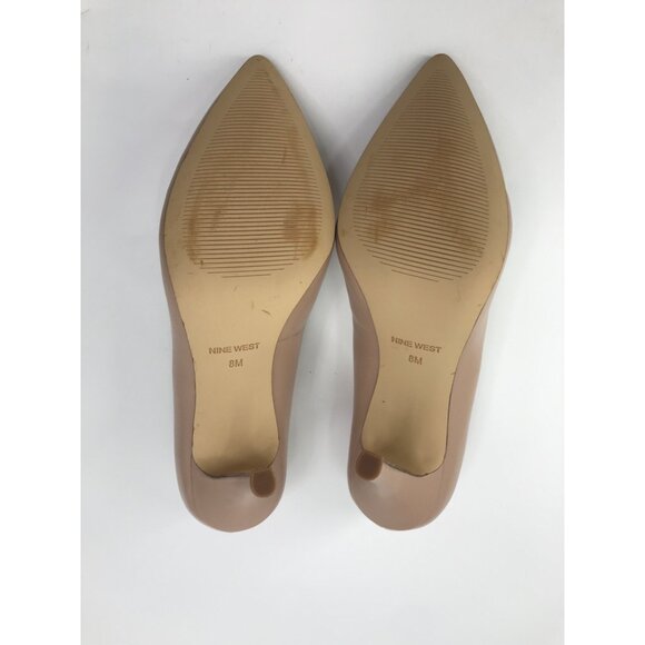 Nine West Flax Stiletto Pointy Toe Dress 3.5" Heel Pumps Leather Nude Beige 8M - Picture 5 of 7